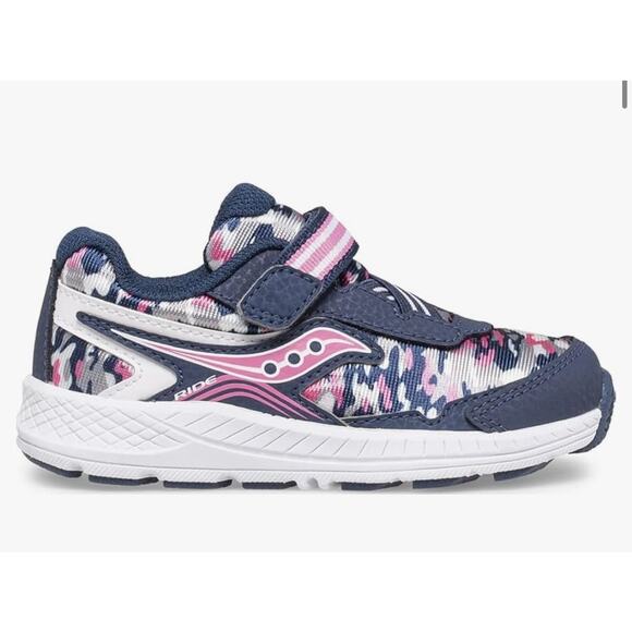 Saucony Ride 10 JR Navy Pink Camo Girls Sneakers Size 7W - Picture 1 of 9